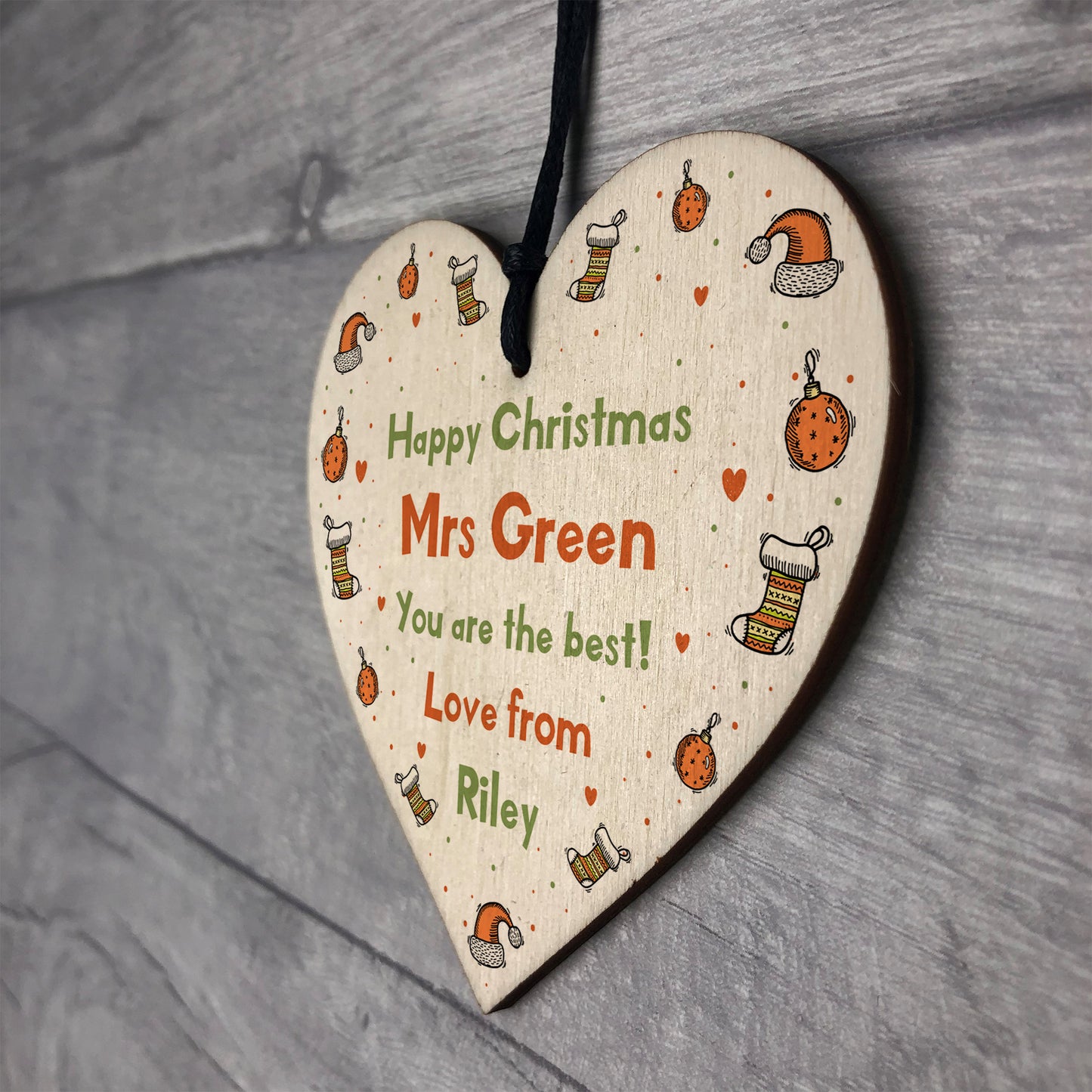 Happy Christmas Teacher Gift Heart Thank You Gift For Teacher