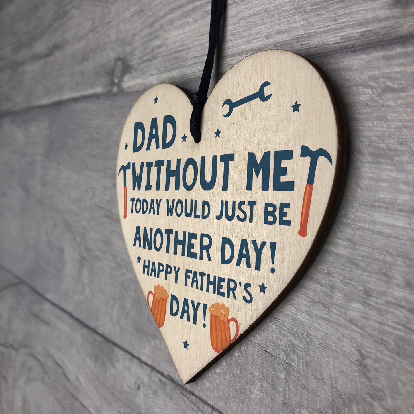 Funny Fathers Day Gift Idea Novelty Wooden Heart Gift For Him