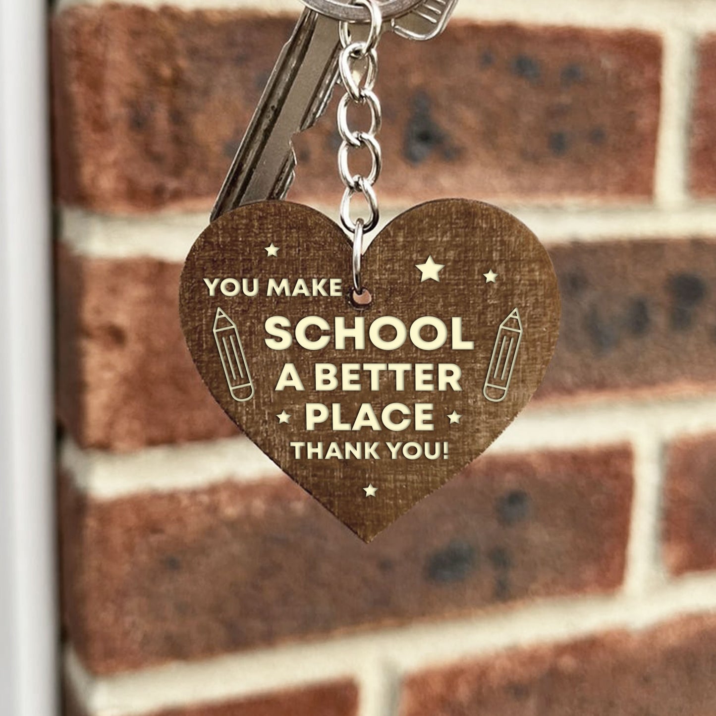 Teacher Gift Wooden Keyring TA Thank You Gift For Him Her