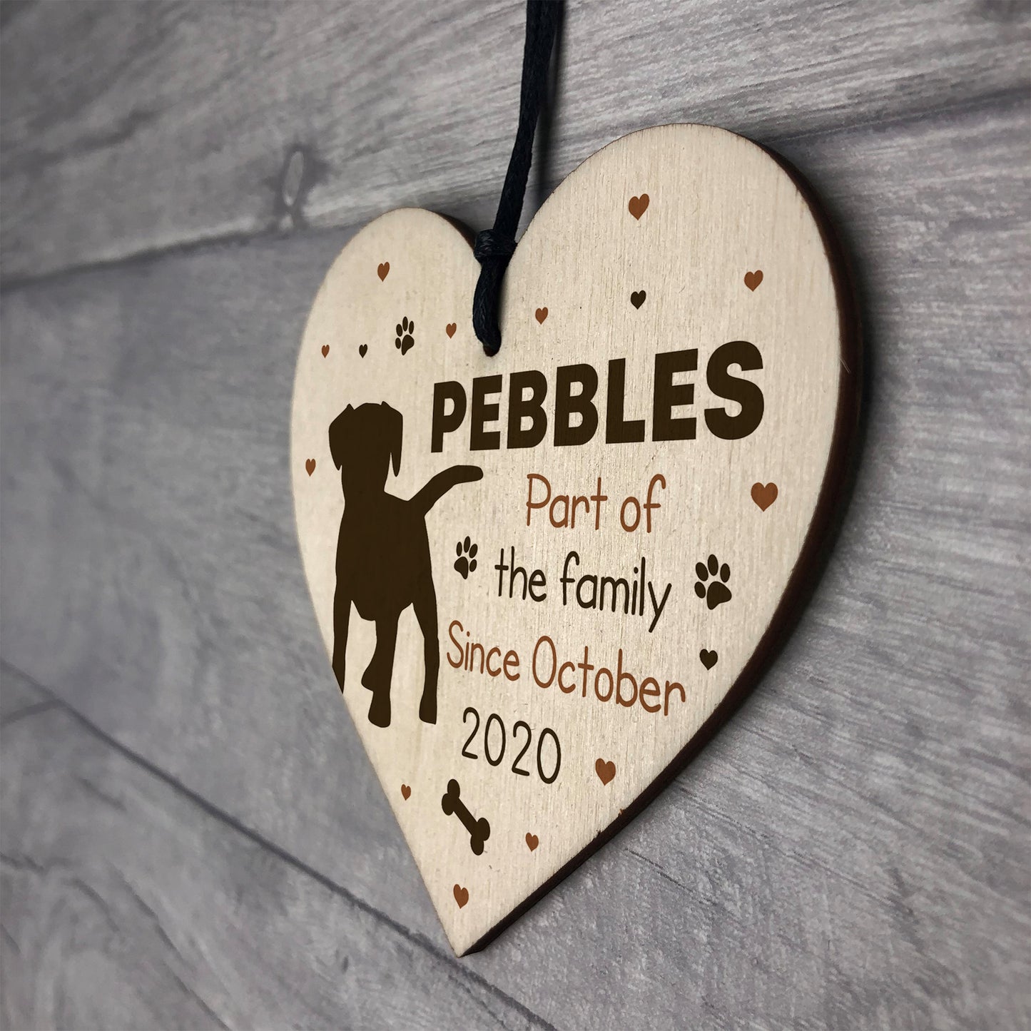 Personalised Dog Sign For Home Wood Heart Dog Sign Family Gift