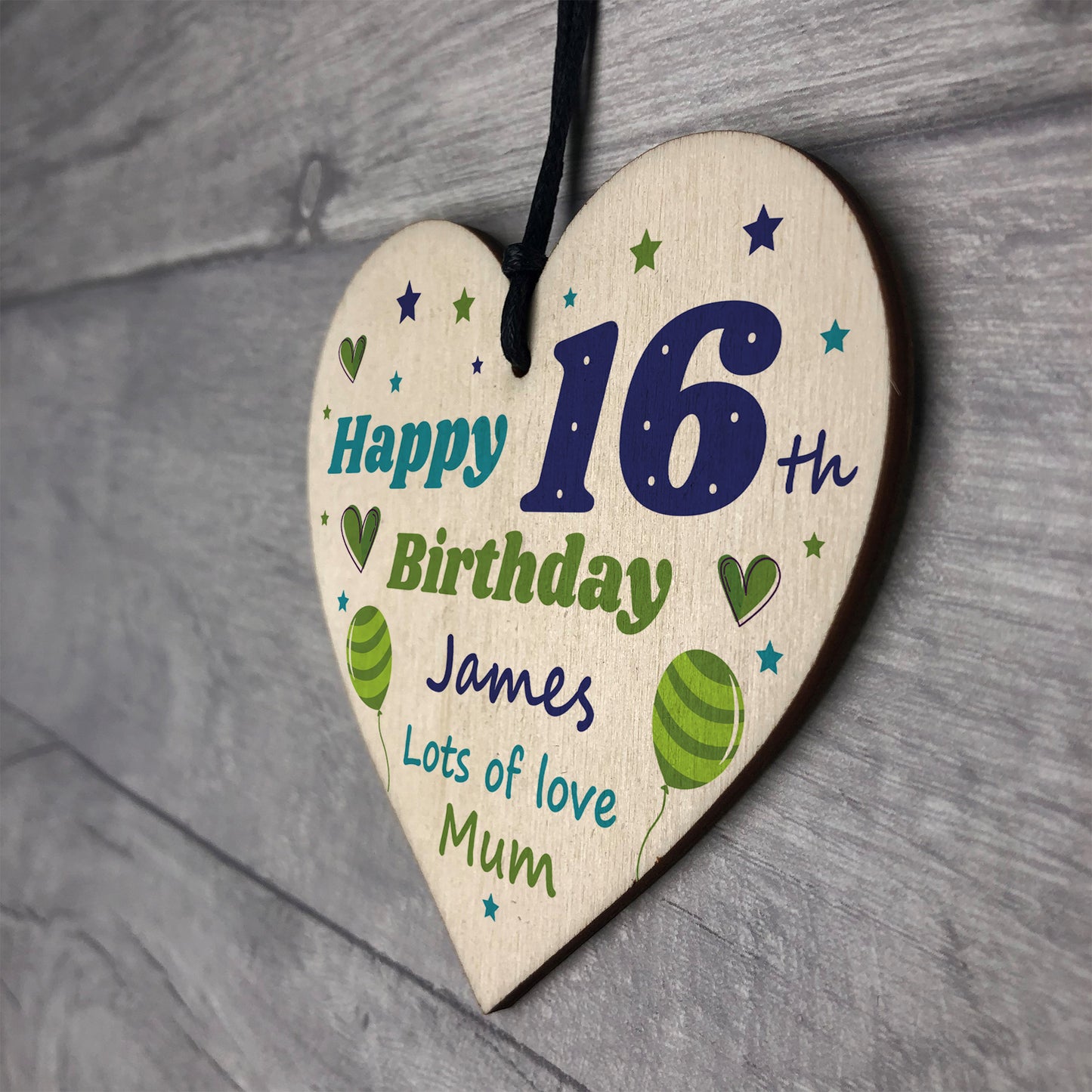 16th Birthday PERSONALISED Wood Heart Gift For Son Novelty