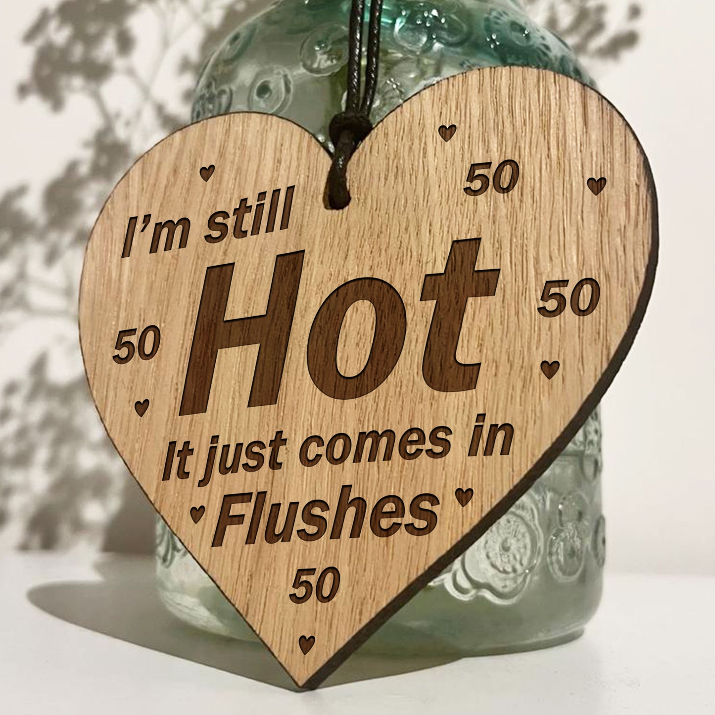50th Birthday Gift Fifty Birthday Wood Engraved Heart Gift