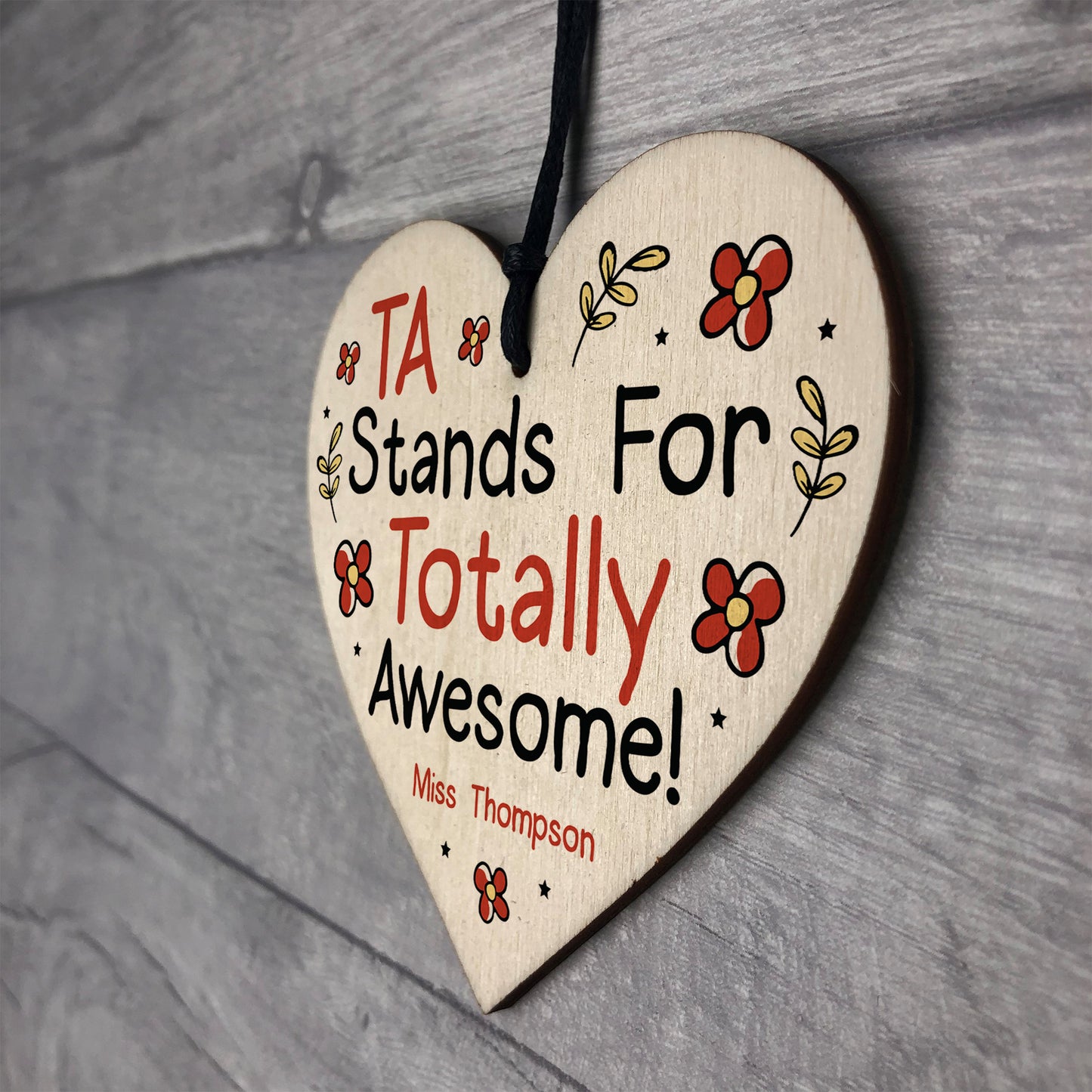 PERSONALISED Teaching Assistant TA Gifts Wood Heart Thank You