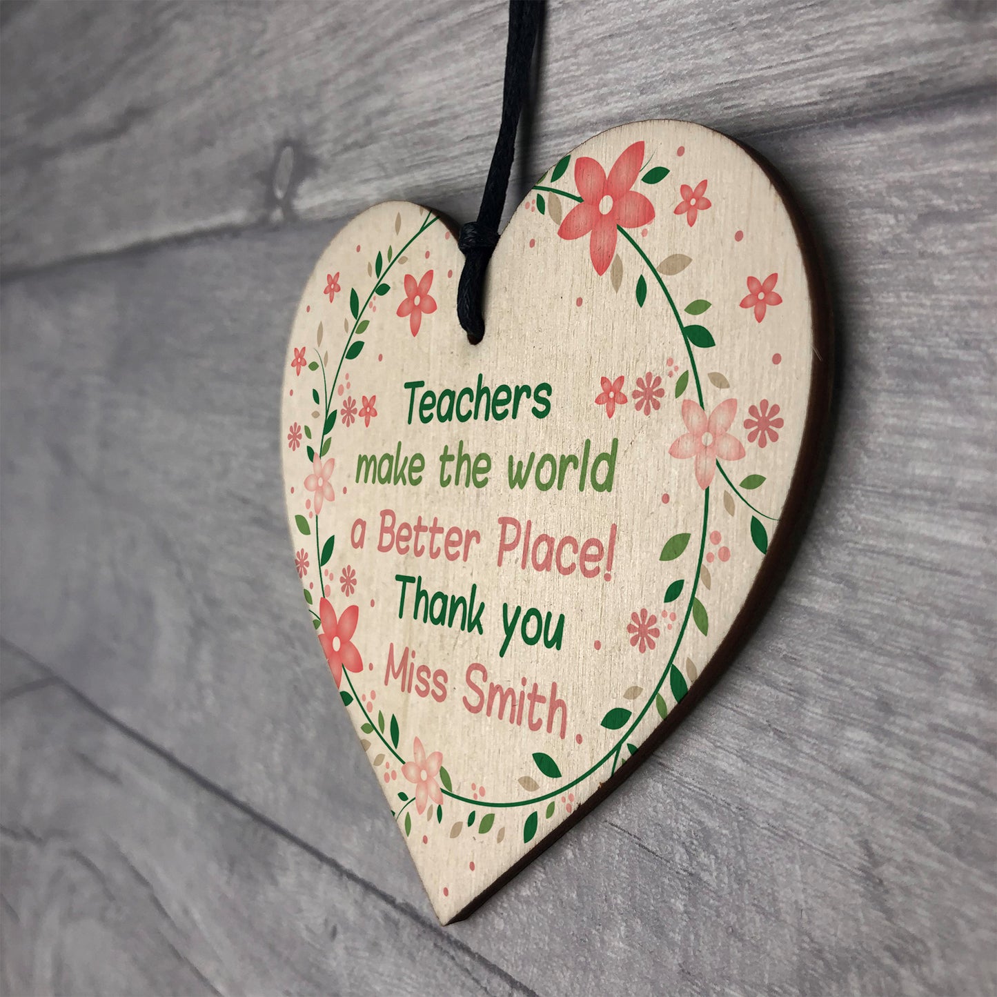 Personalised Gift For Teacher Assistant Childminder Wood Heart