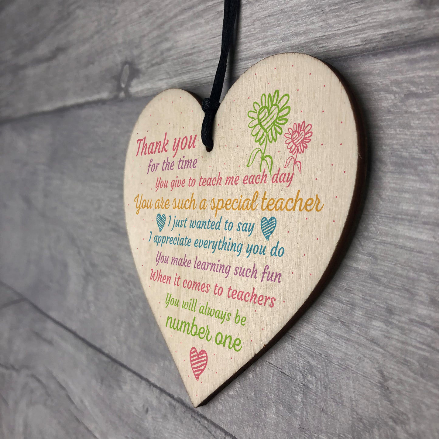 Thank You Teacher Gift Wooden Heart Preeschool End of Term