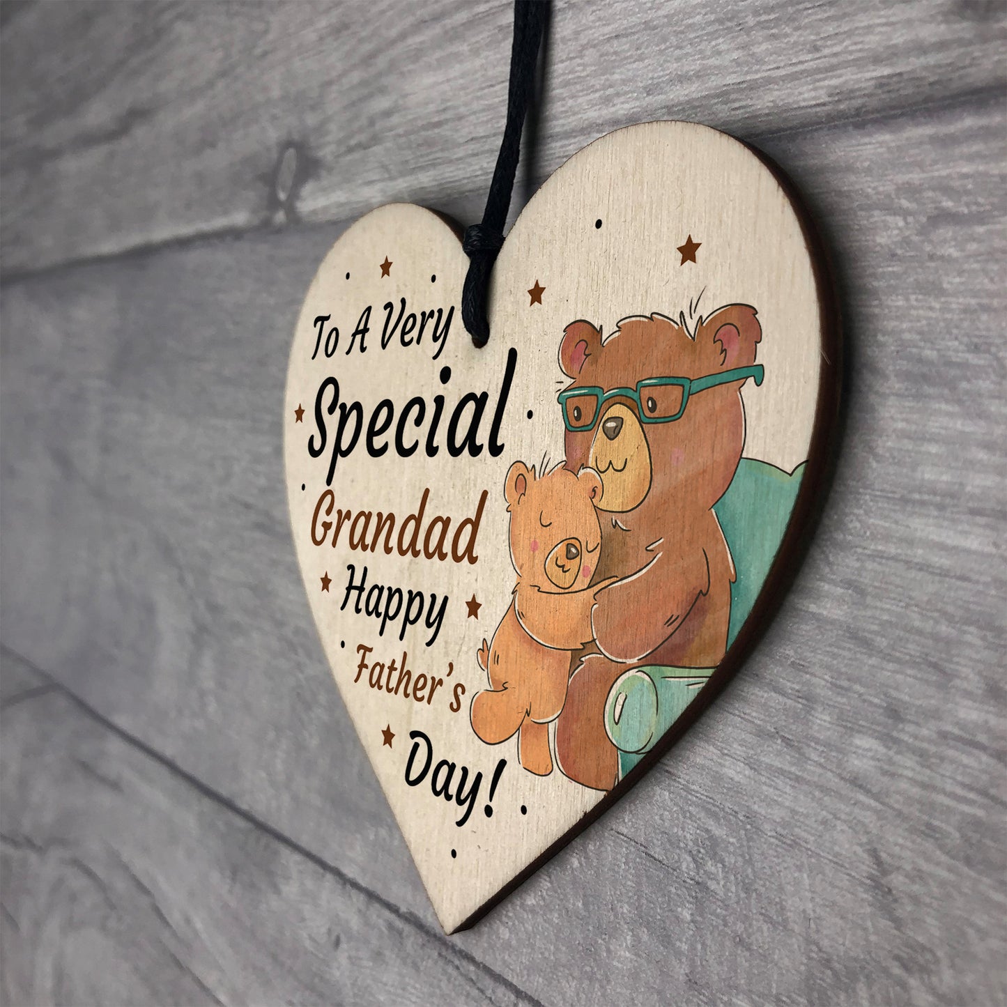 Cute Fathers Day Gift For Grandad Wood Heart Grandparent Gift