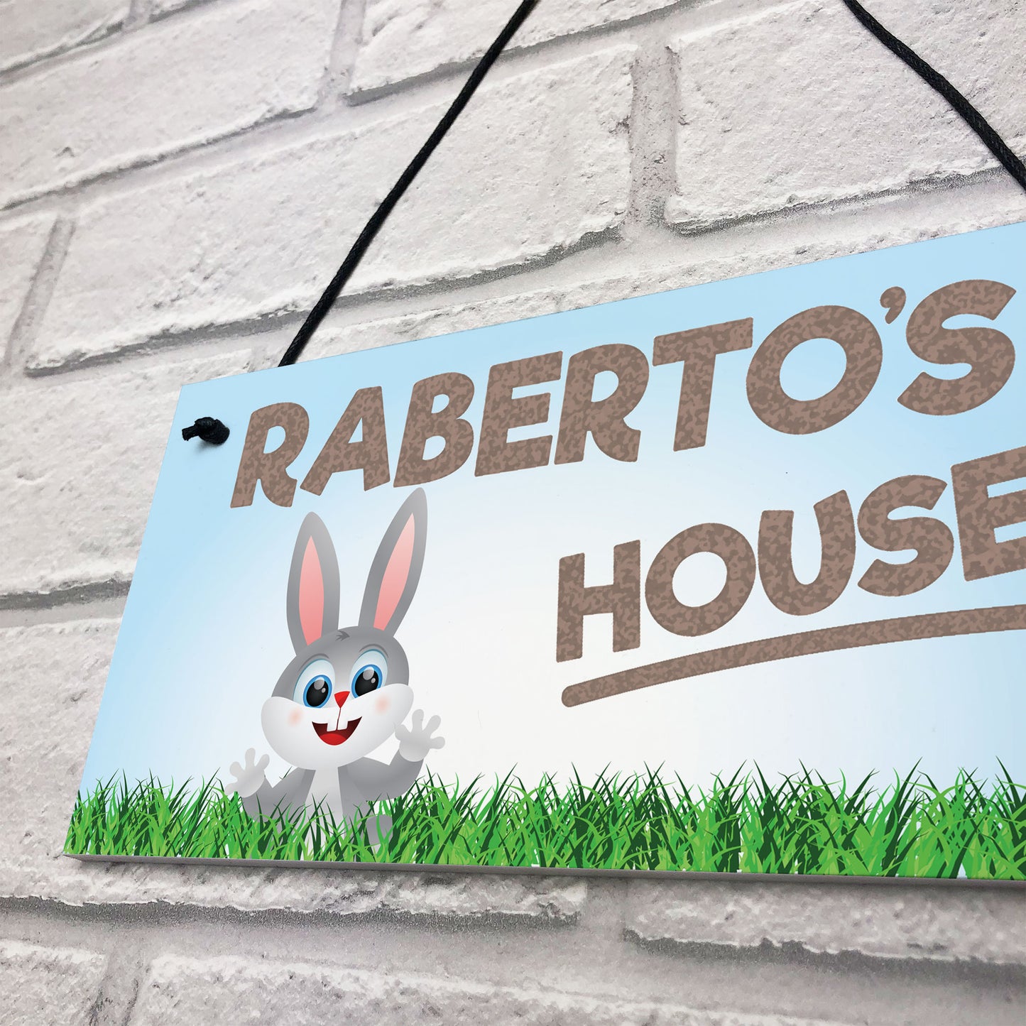 Personalised Rabbit Lover Gift Door Hutch Sign Rabbit House Sign