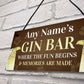 Funny Best Friend Gift Personalised Gin Sign For Bar Kitchen