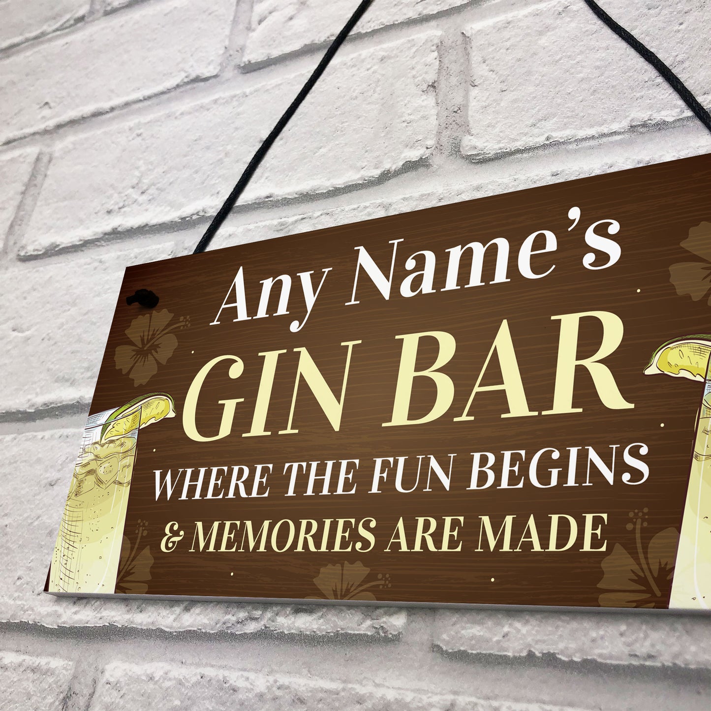 Funny Best Friend Gift Personalised Gin Sign For Bar Kitchen