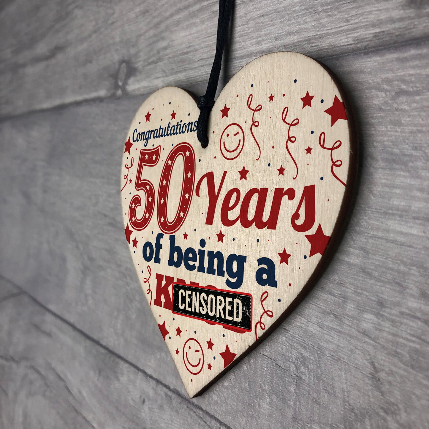 50th Birthday Gift For Friend Dad Funny Novelty Wooden Heart