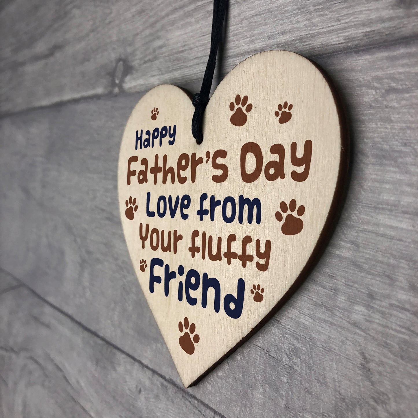 Funny Fathers Day Gift From Dog Furry Friend Wood Heart Dad Gift