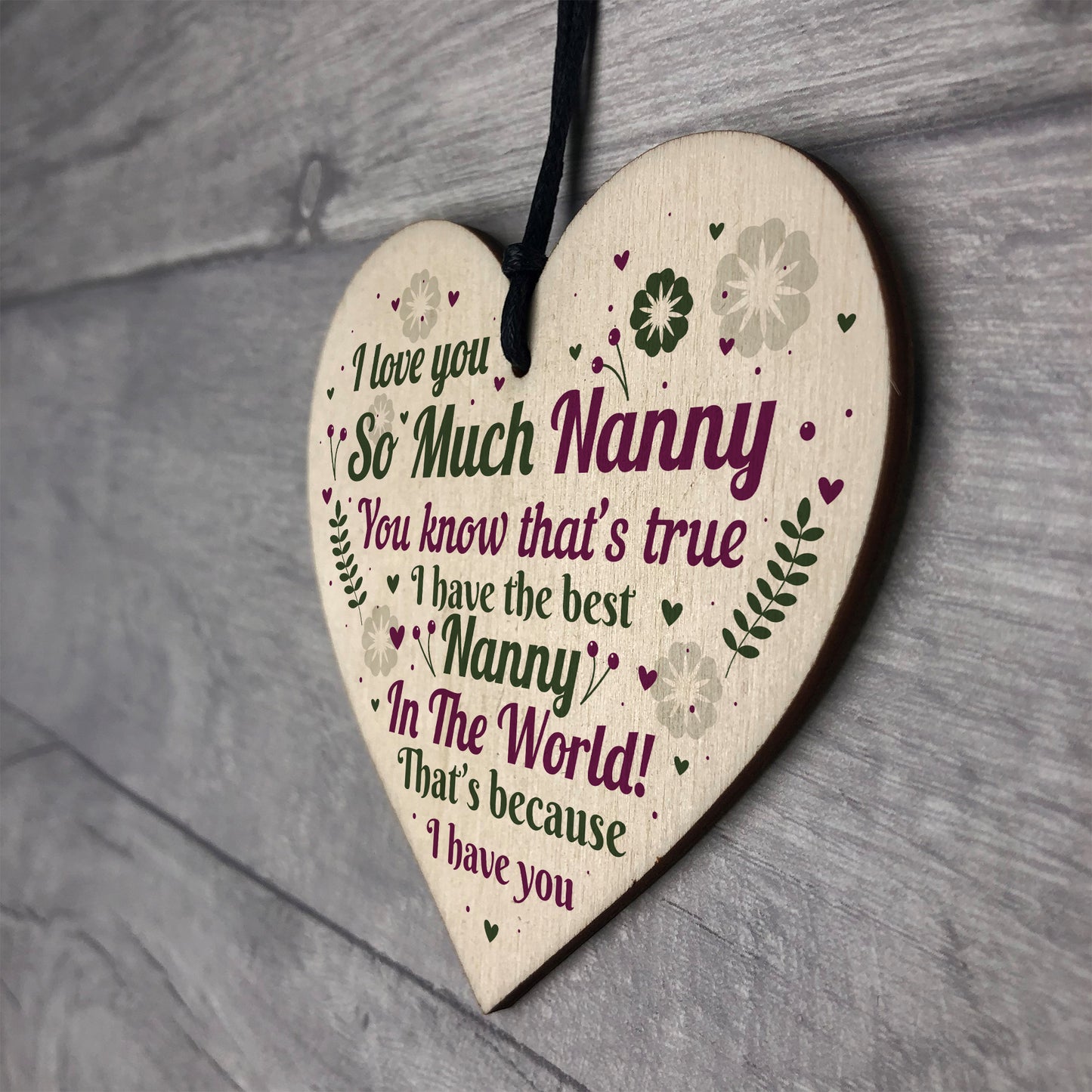 Thank You NANNY Gift For Birthday Christmas Wood Heart Keepsake