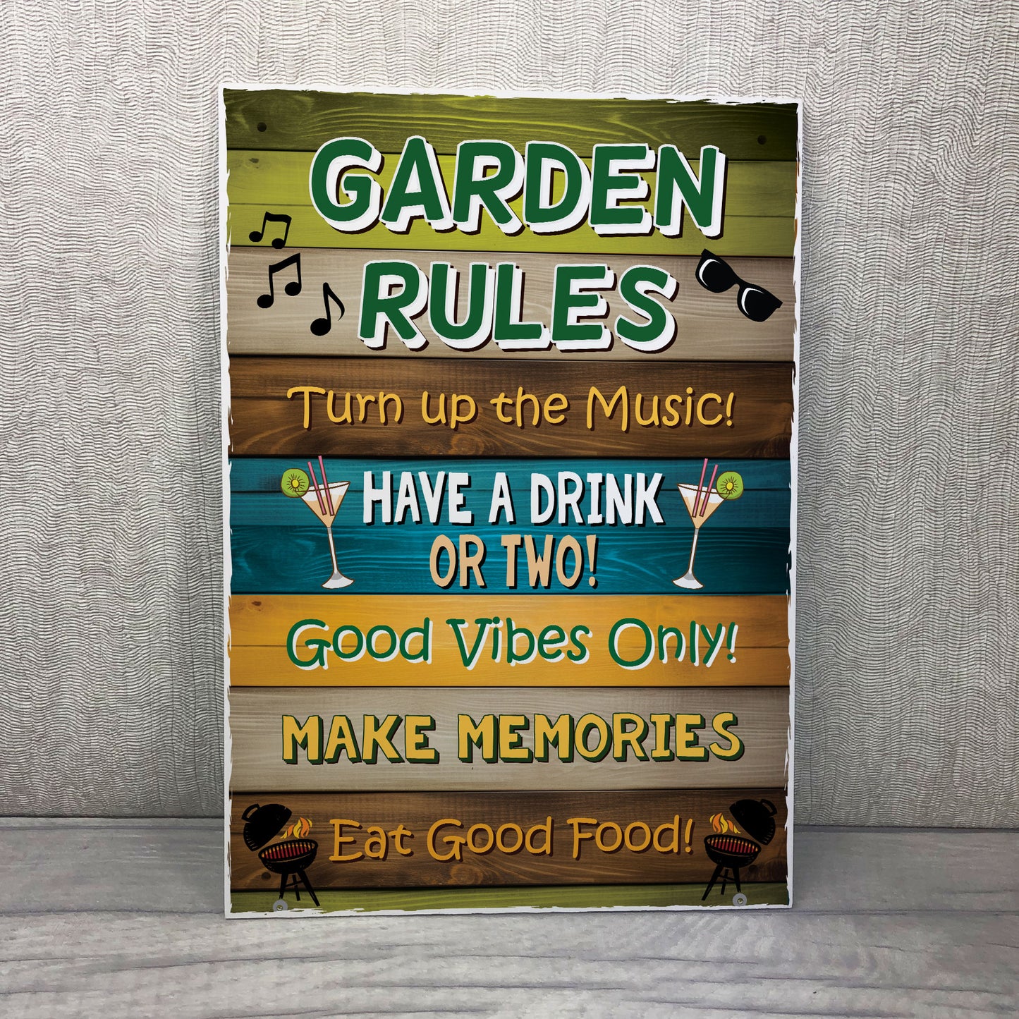 Garden Rules Wall Sign Novelty Garden Shed Summer House Outdoor