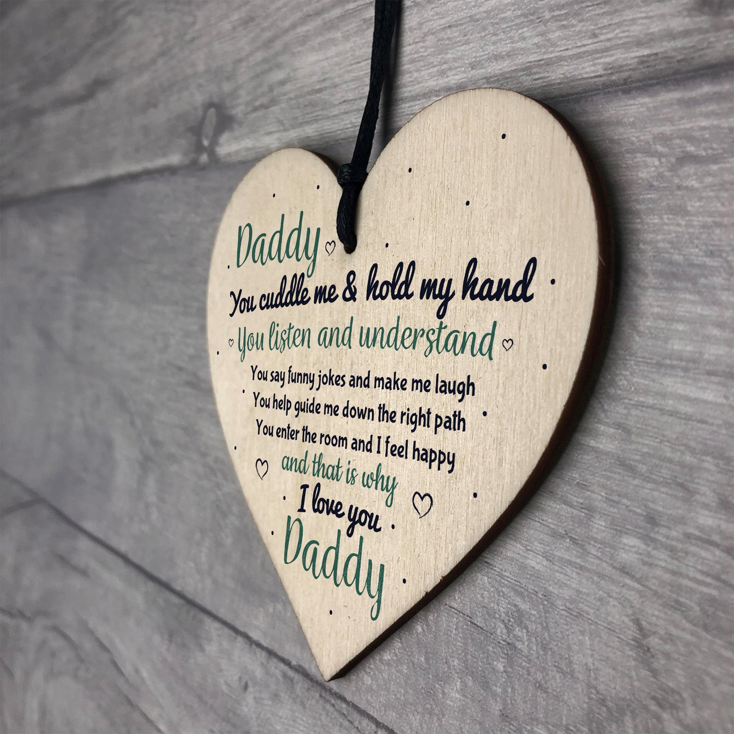 Love You Daddy's Girl Wood Heart FATHERS DAY Gift For Him