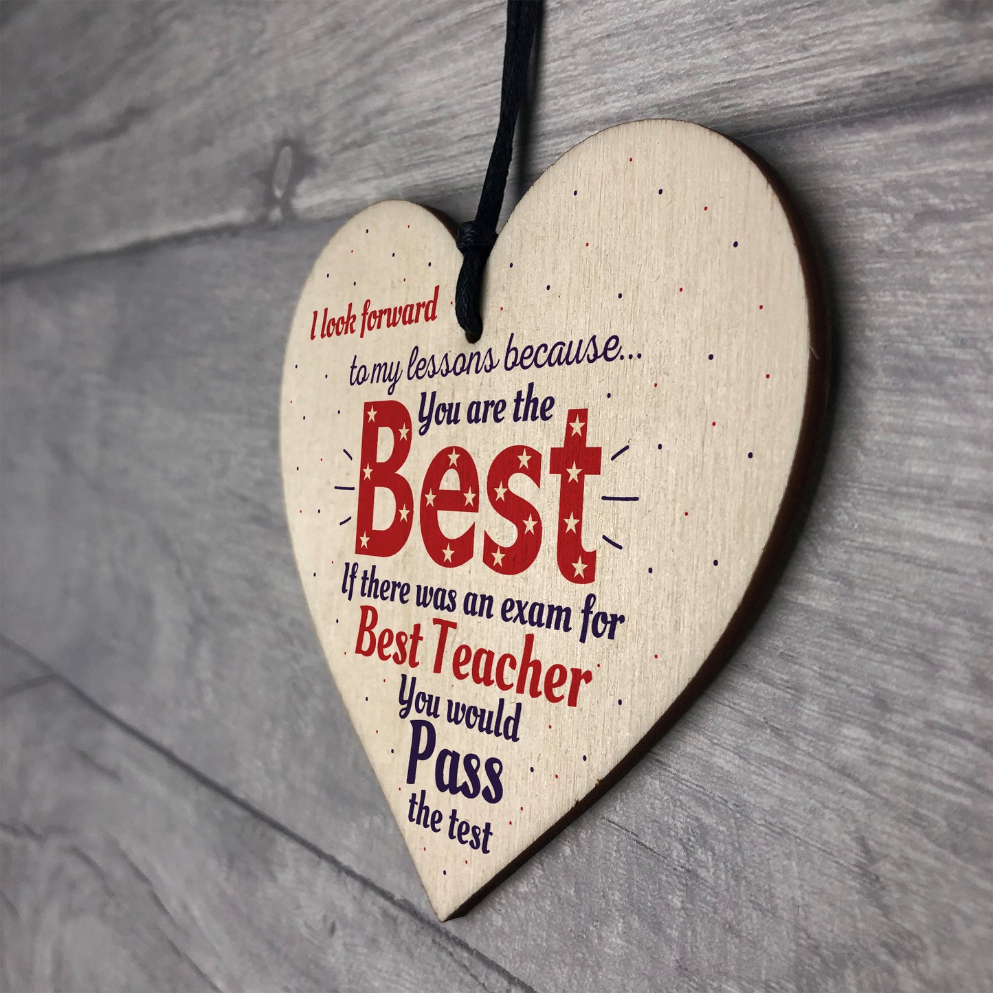 Thank You Teacher Teaching Assistant Gift Wooden Heart Leaving