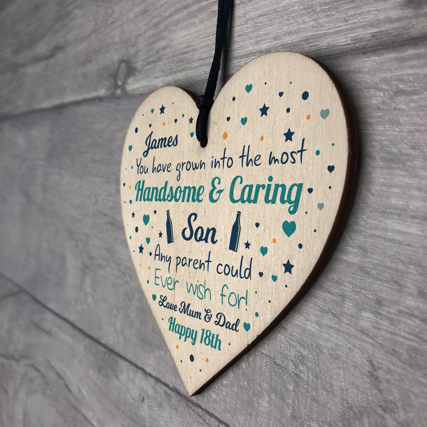 PERSONALISED Wooden Heart Birthday Gift For SON Novelty Birthday