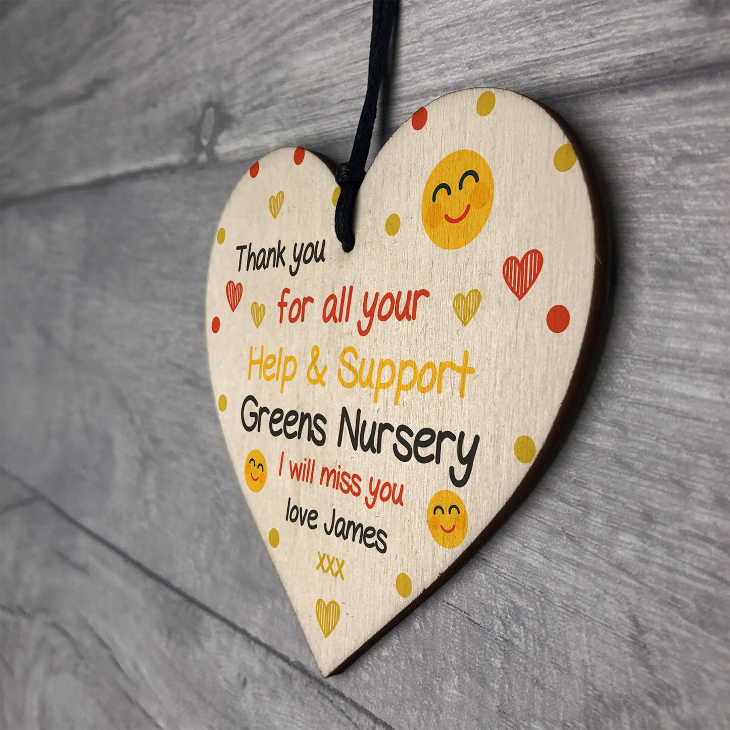 Thank You Gift For Nursery School Personalised Wood Heart