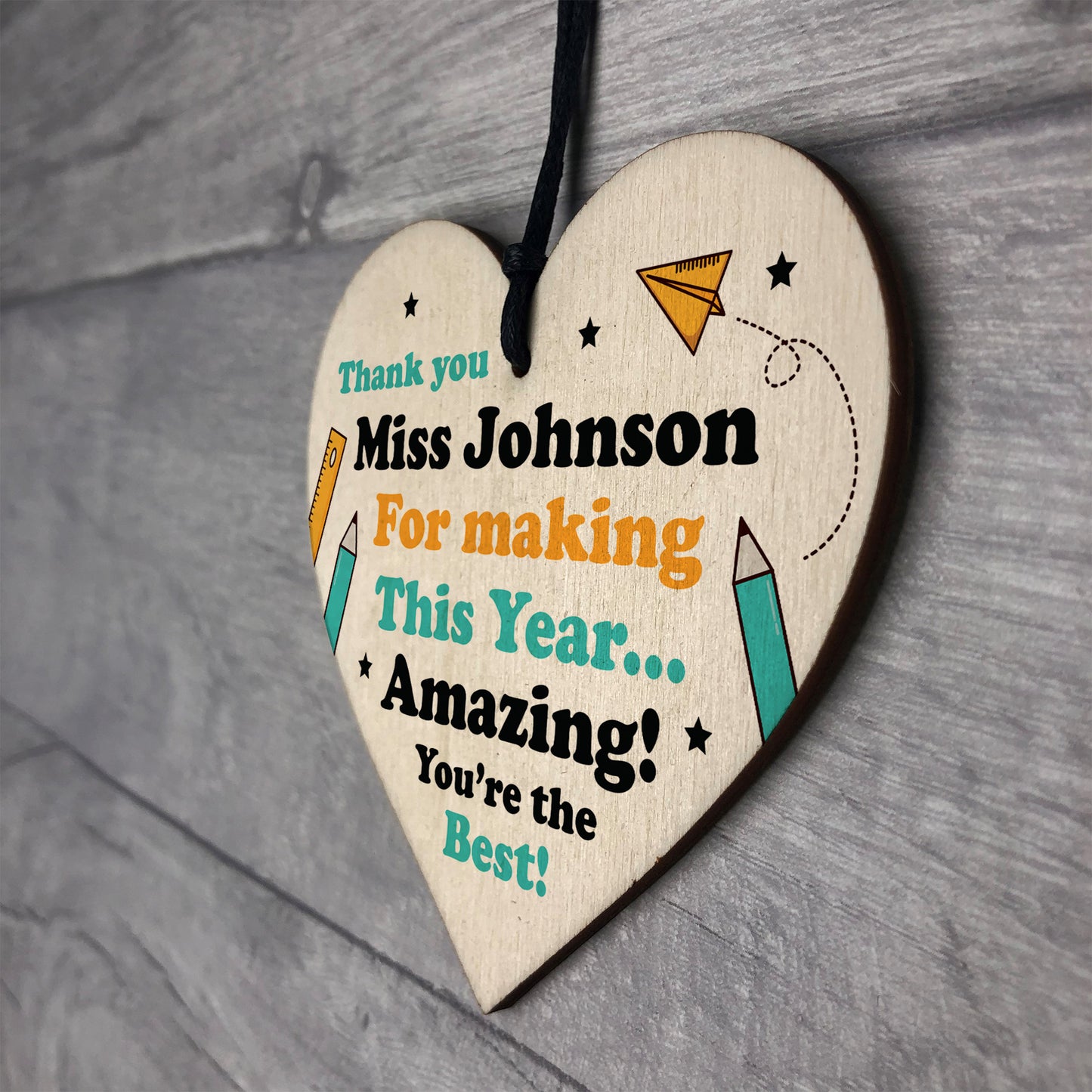 Teacher Gift Thank You Gift Hanging Heart Personalised