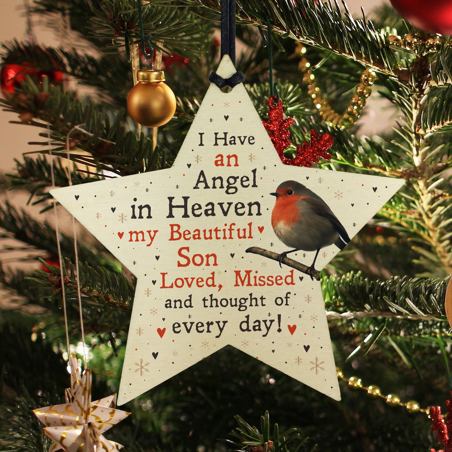 Robin Memorial Tree Hanging Decoration Son Memorial Gift Star