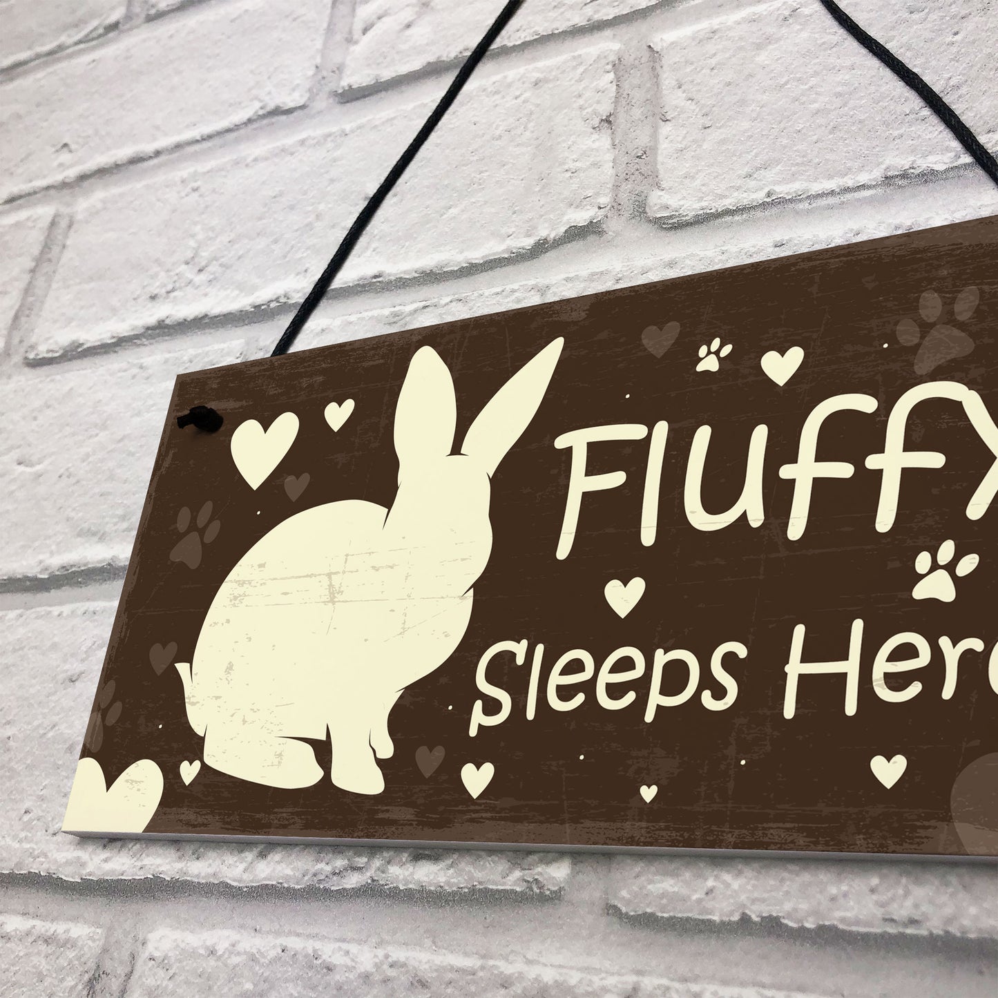 Pet Rabbit Sign For Hutch Sleeps Here Personalised Run Cage Sign