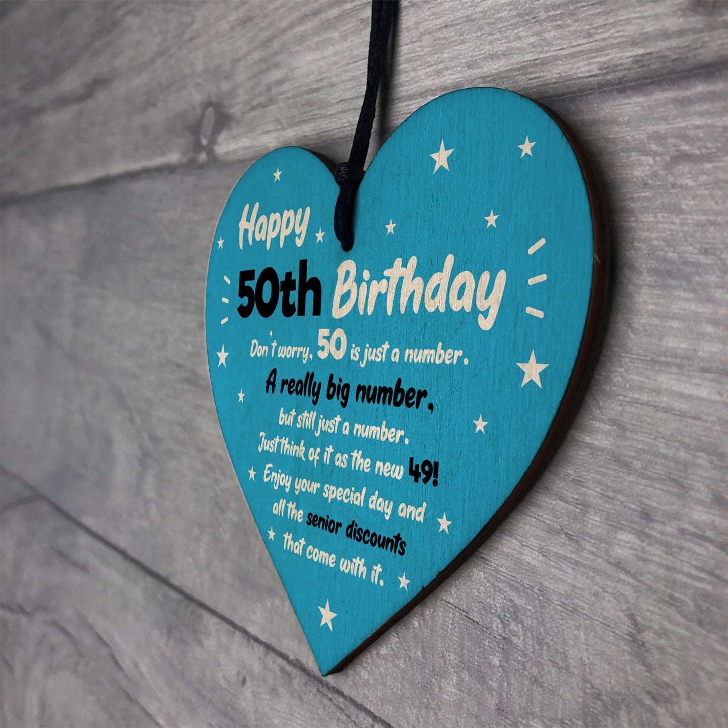 Novelty 50th Birthday Gifts For Him Her Wooden Heart Funny 50th