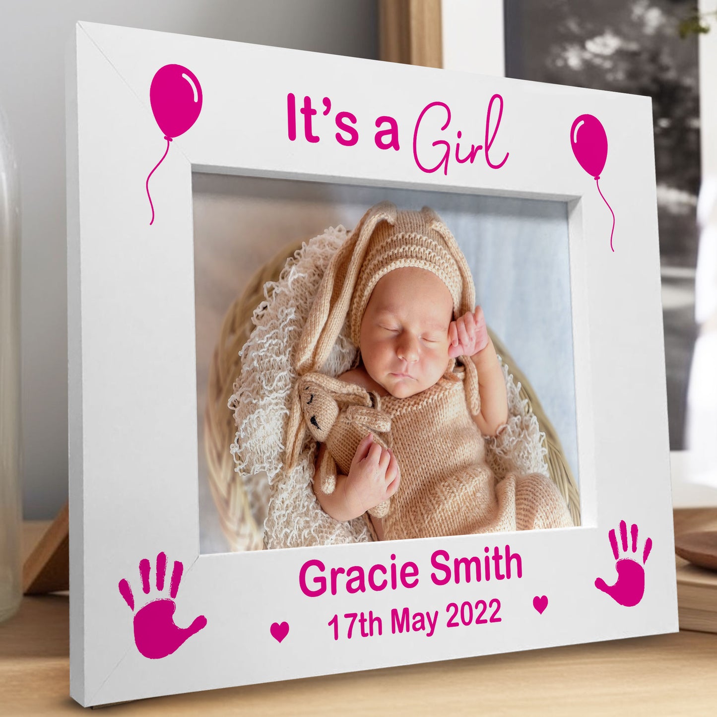 It's A Girl PERSONALISED Baby Name Photo Frame New Born Baby