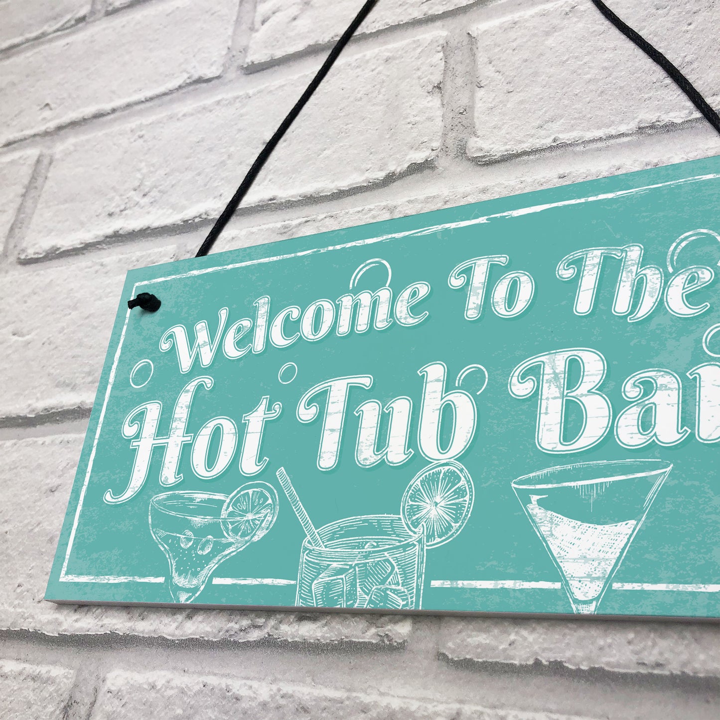 Welcome To The Hot Tub Bar Novelty Garden Jaccuzzi Hanging Sign