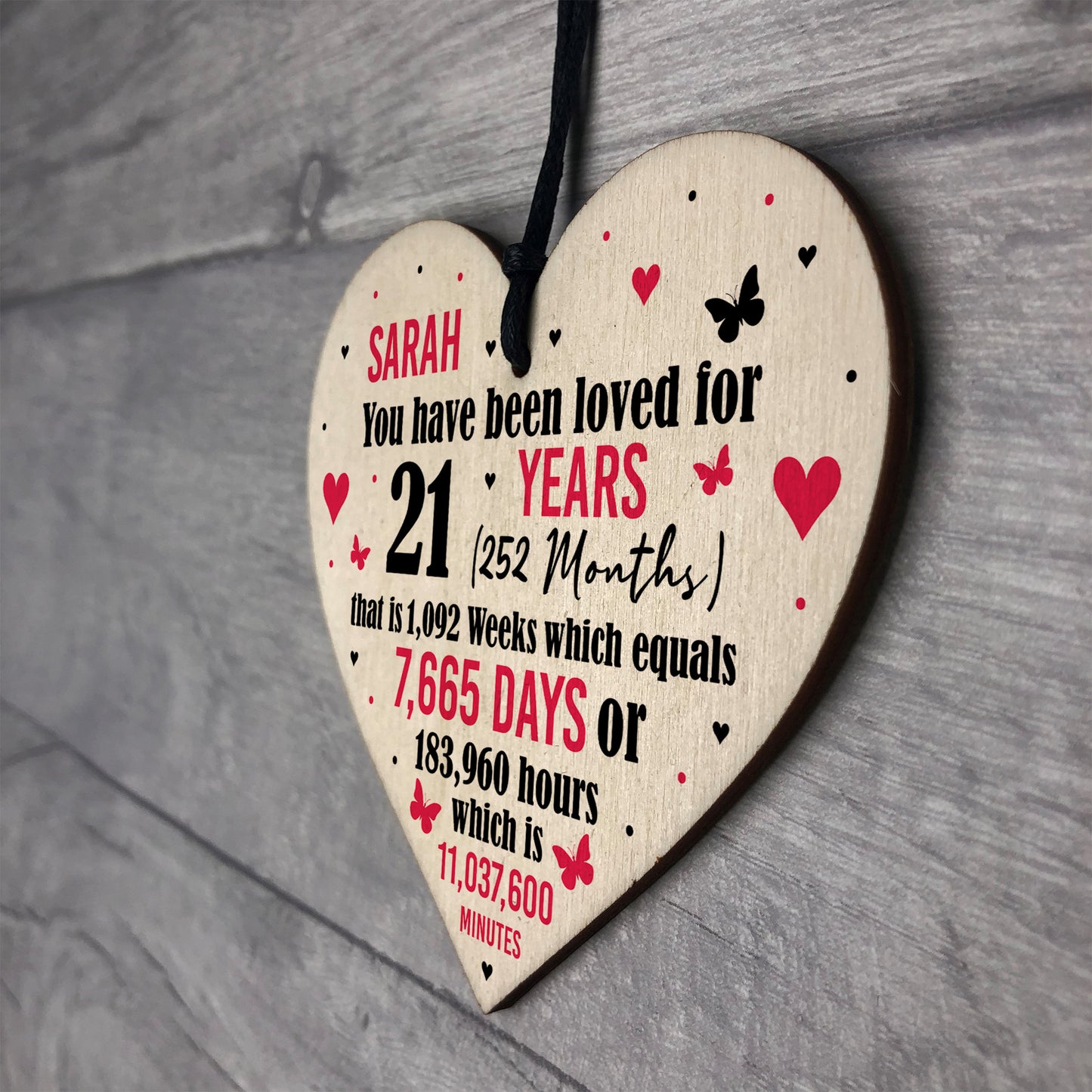 Personalised 21st Birthday Gift Wooden Heart Keepsake Funny Gift