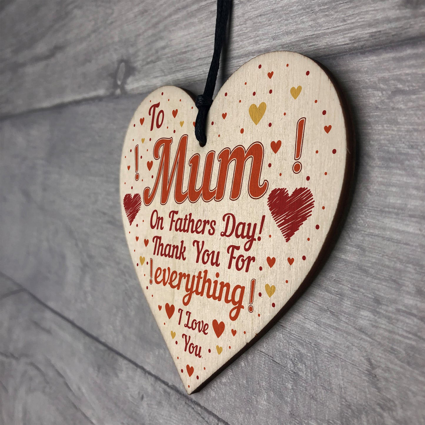 Fathers Day Card For Mum Novelty Wooden Heart Gift For Mum