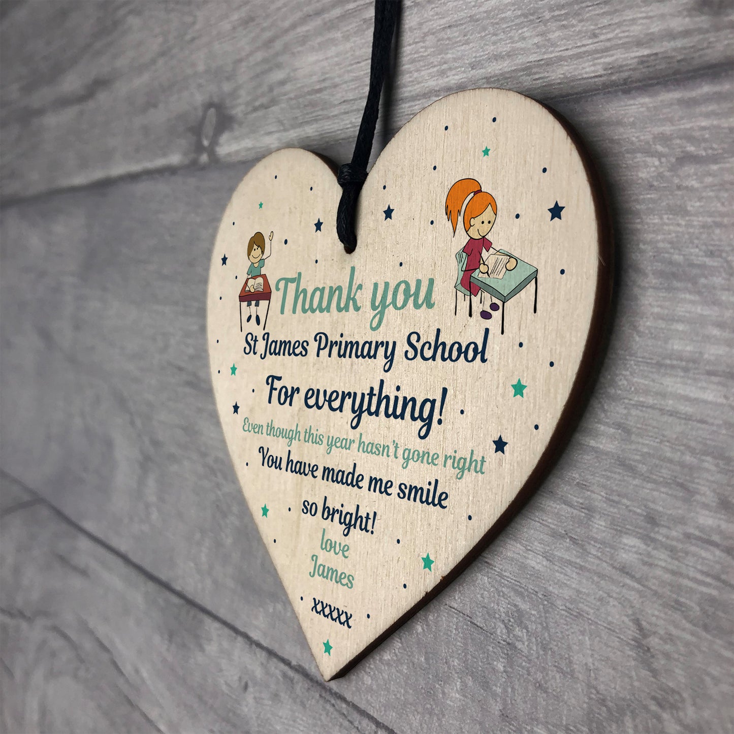 School Thank You Gifts Wood Heart Gift For Teacher Assistant