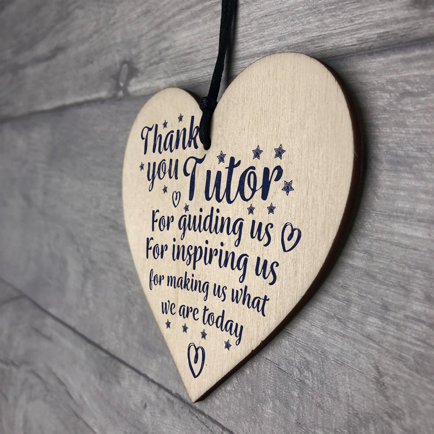 Thank You Tutor Teacher Mentor Wooden Heart Leaving Gift Plaque