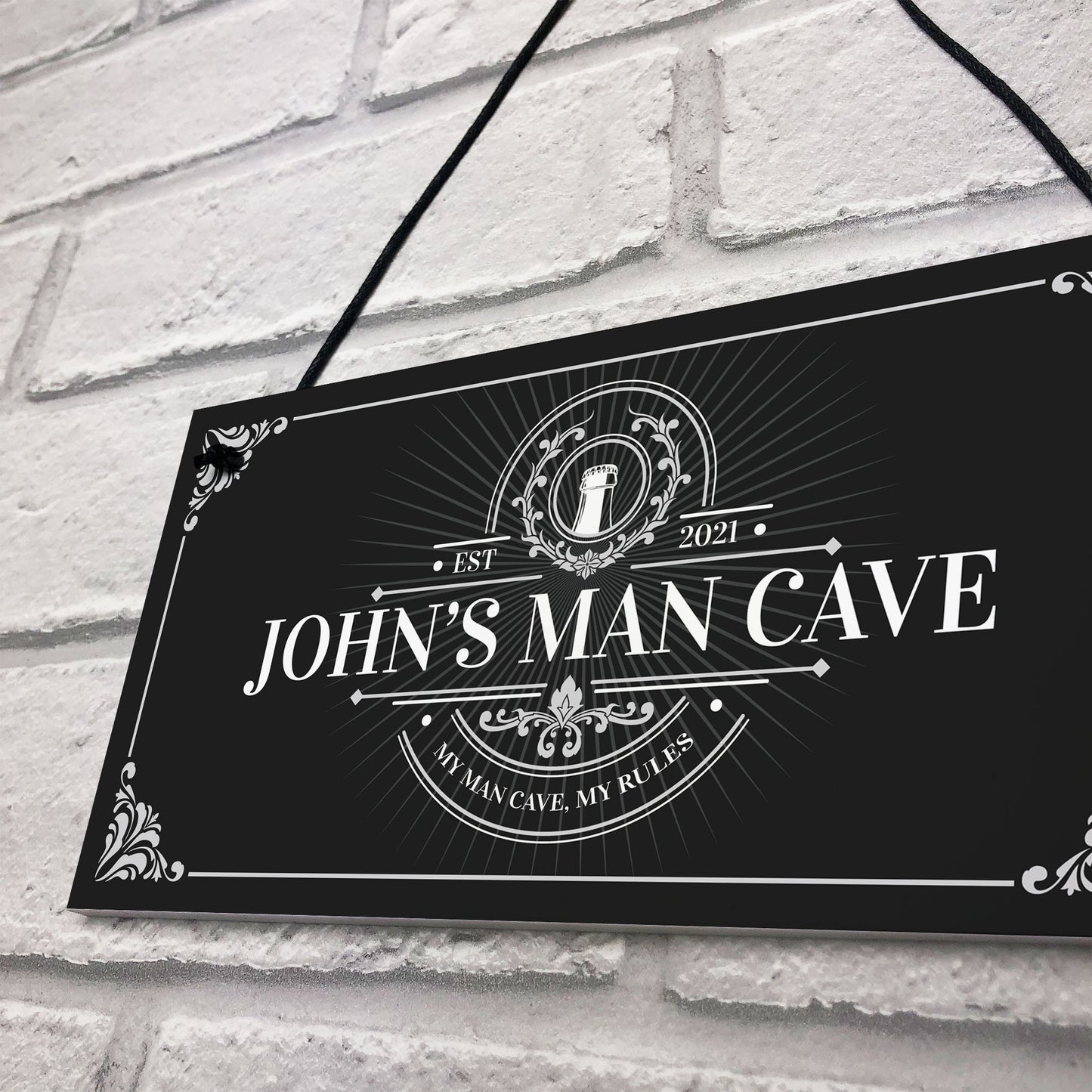 Man Cave Personalised Sign Gift For Him Home Decor Hanging Sign