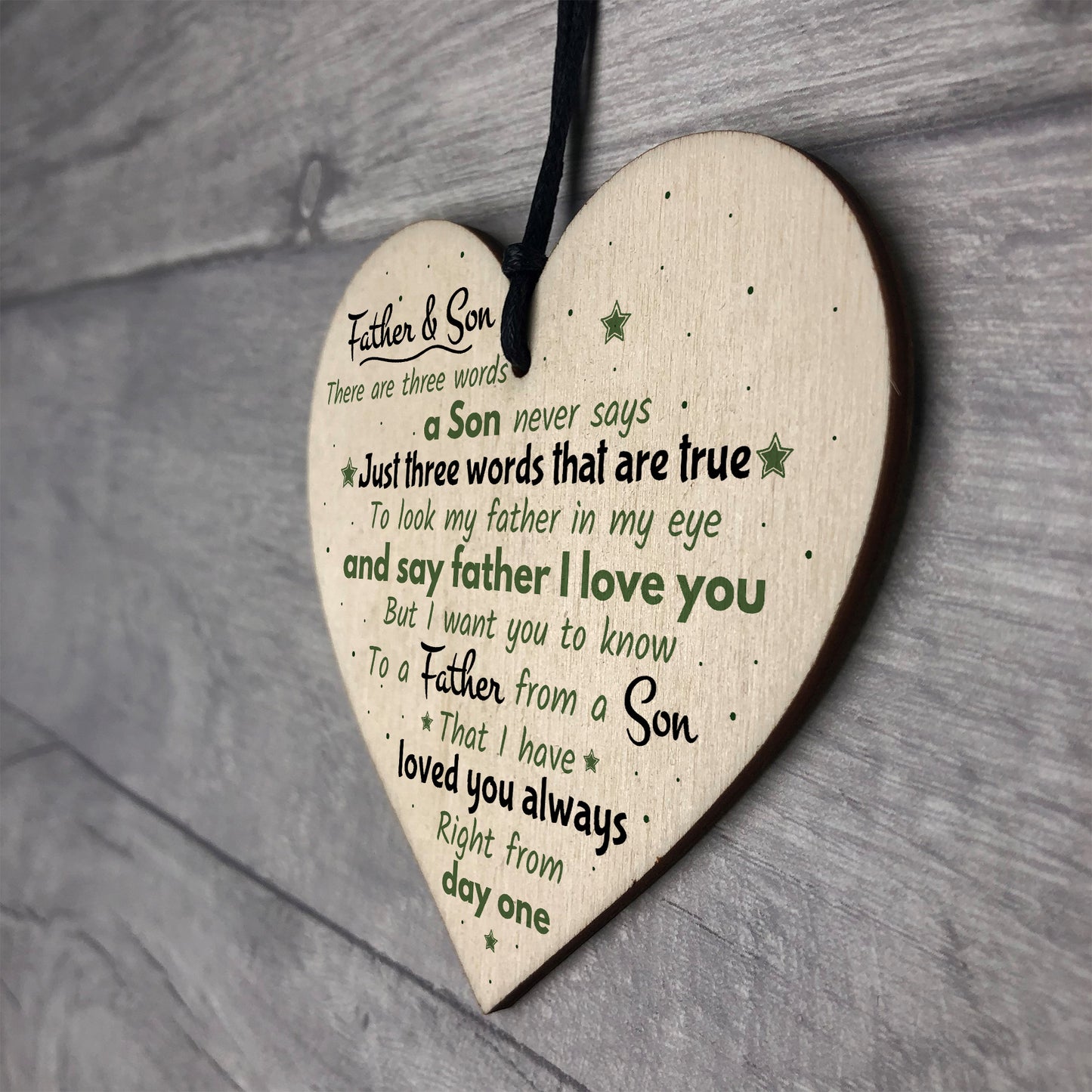 Father And Son Hanging Wooden Heart FATHERS DAY Gift For Him