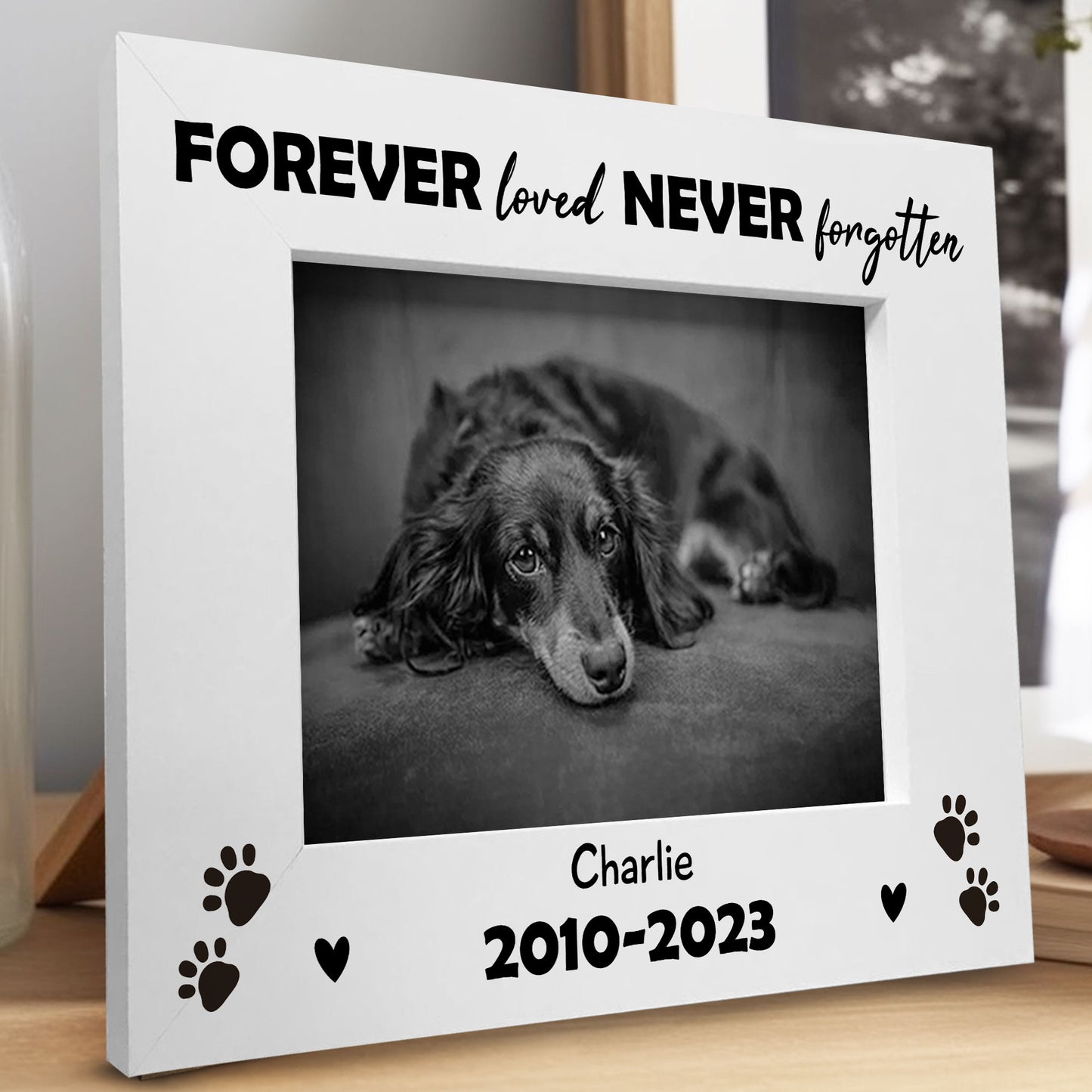 Personalised Pet Wooden Photo Frame Dog Puppy Gift Handmade