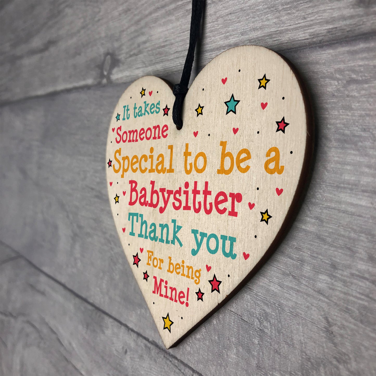 Babysitter Childminder Thank You Gift Present Wood Heart Gifts