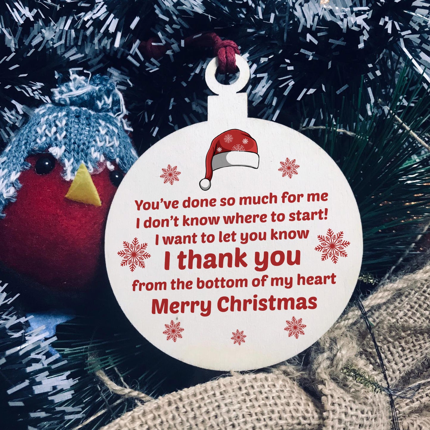 Special Thank You Gift For Friend Teacher Wood Bauble Christmas