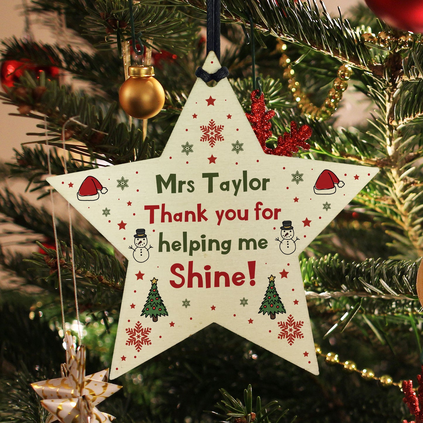 Christmas Gift For Teacher Teaching Assistant Personalised Star