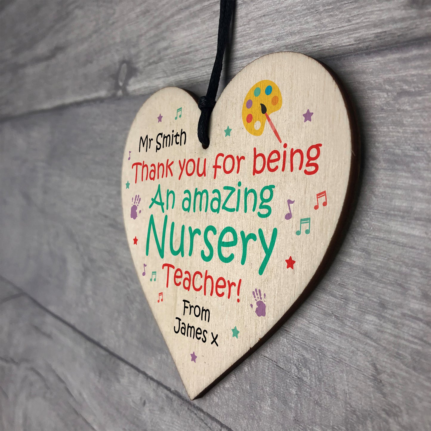 Personalised Wooden Teachers Gift Heart Plaque Nursery Teacher