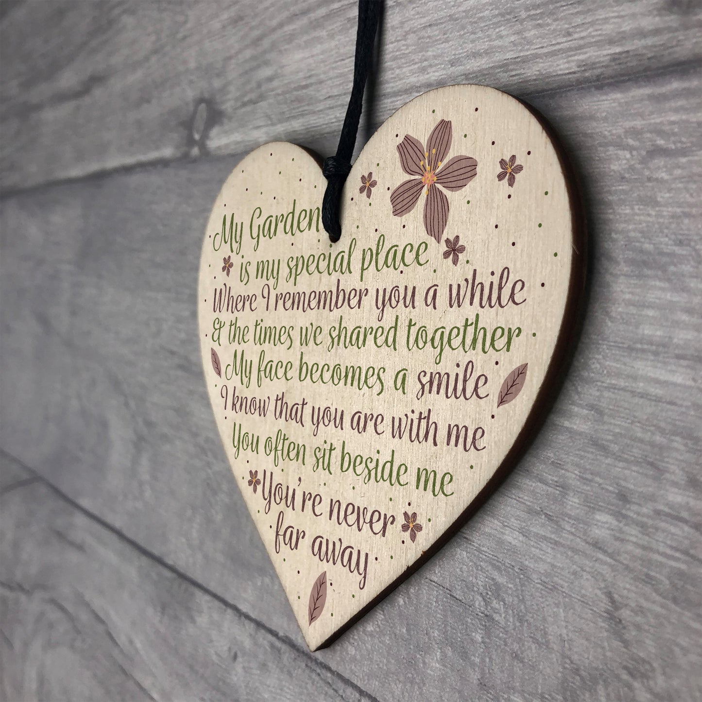 Wood Heart Garden Memorial Plaque Present Home Fence Shed Sign