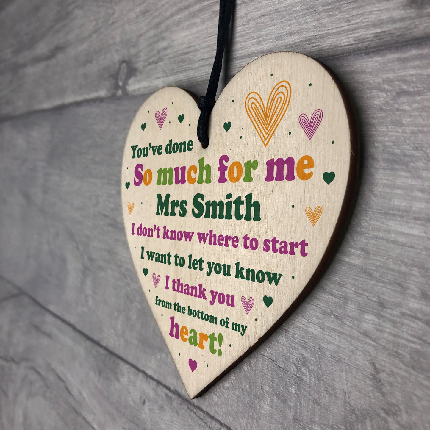 Thank You Friend Gift Heart Hanging Personalised Teacher Gift