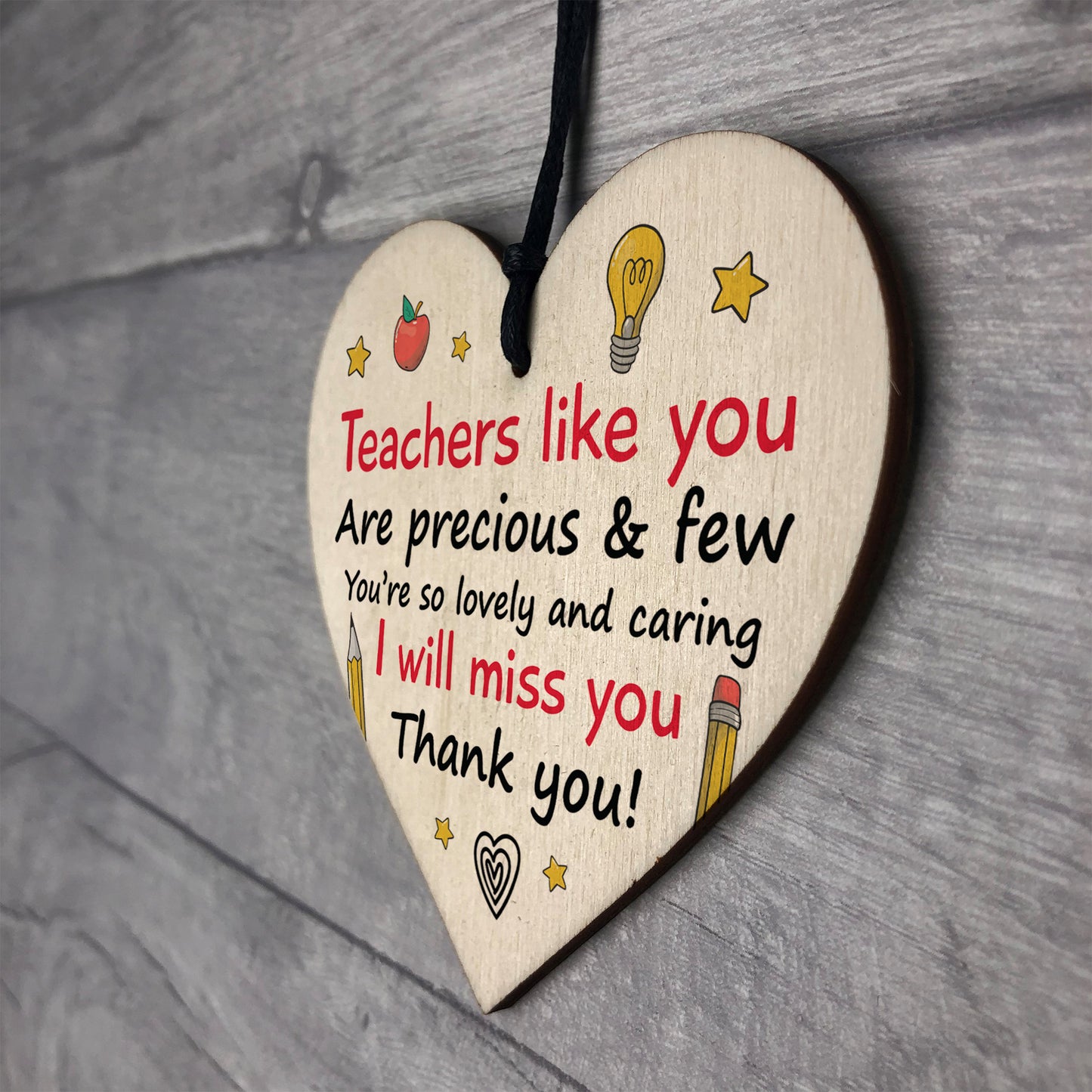 Thank You Gift For Teacher Heart Wood Plaque Leaving School End