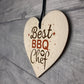 BBQ Barbecue Cooking Kitchen Dad Mum Gift Wood Heart Sign