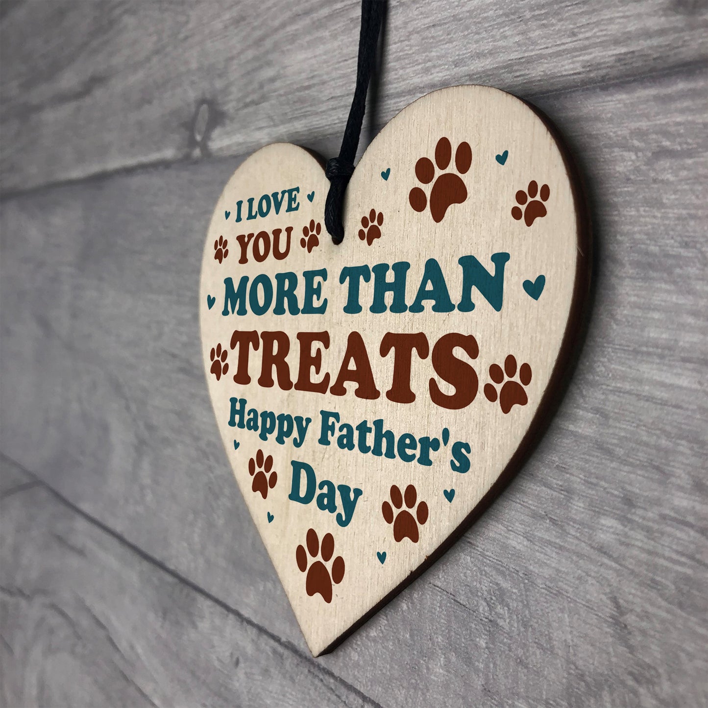 Fathers Day Gift For The Dog Funny Wooden Heart Gift For Dad