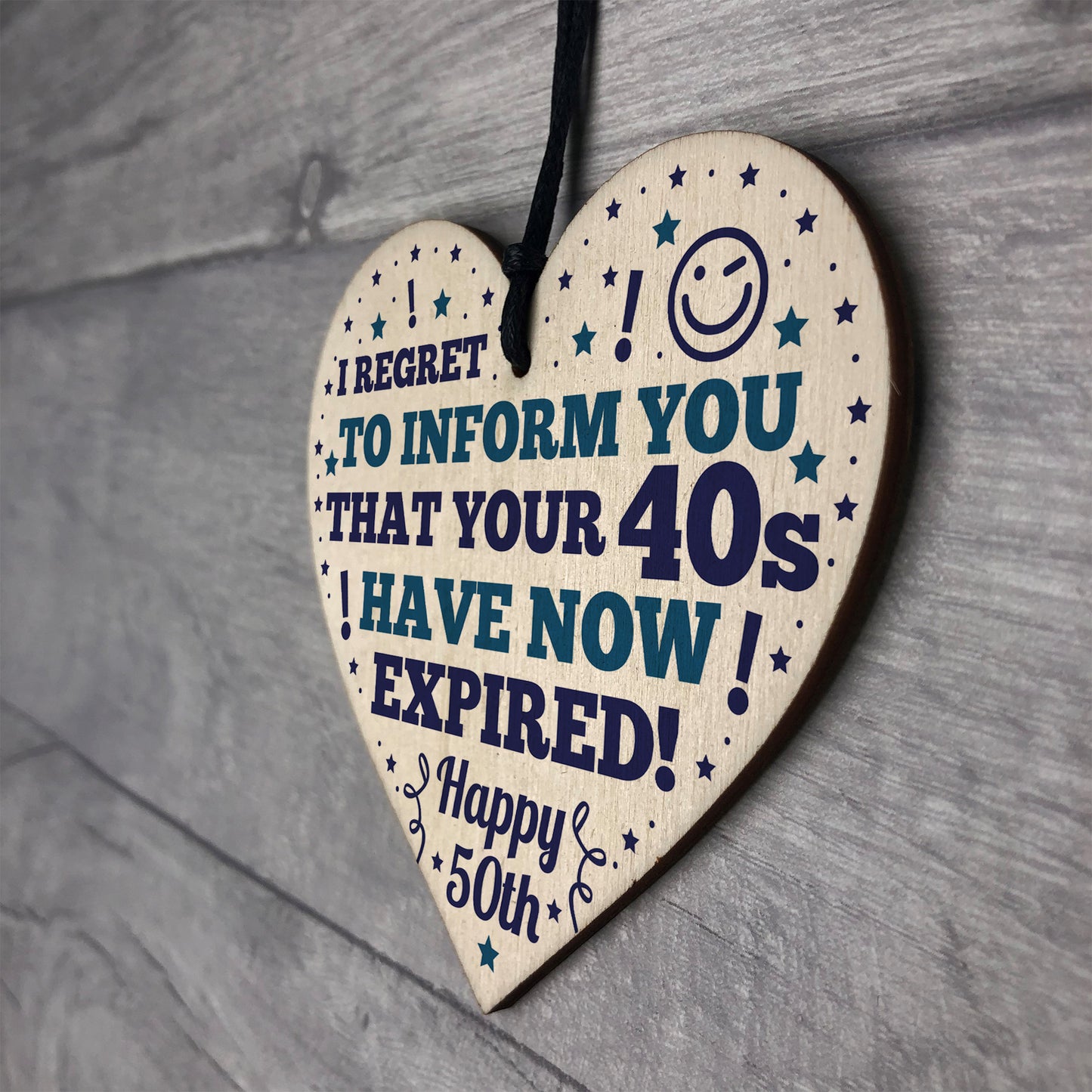 Novelty 50th Birthday Gifts For Mum Dad Brother Wood Heart