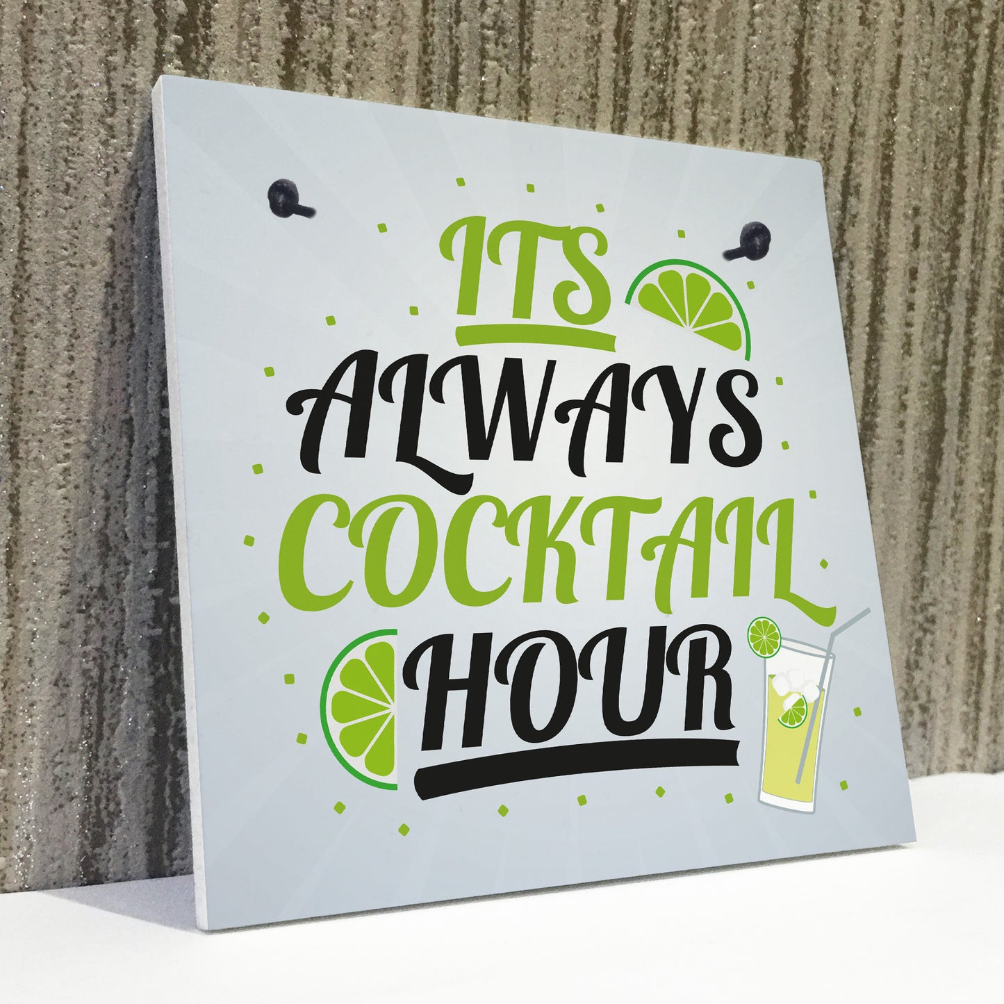 Cocktail Bar Party Its Always Cocktail Hour Hanging Alcohol Sign