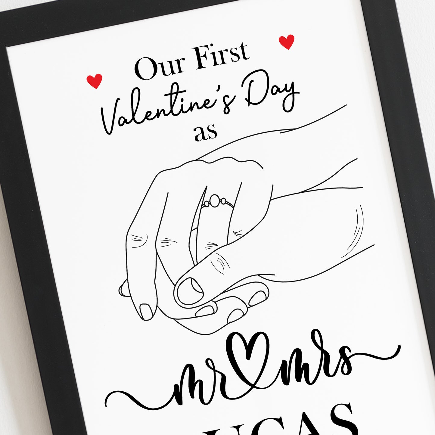 1st First Valentines Day Married Framed Print Gift For Couple