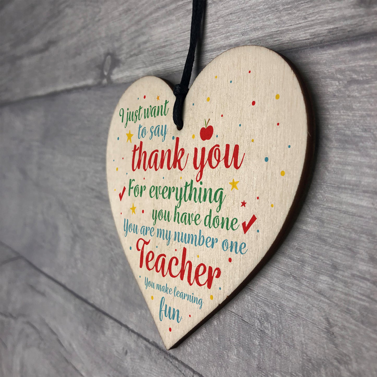 Handmade Wooden Hanging Plaque Thank You Gift For Teacher