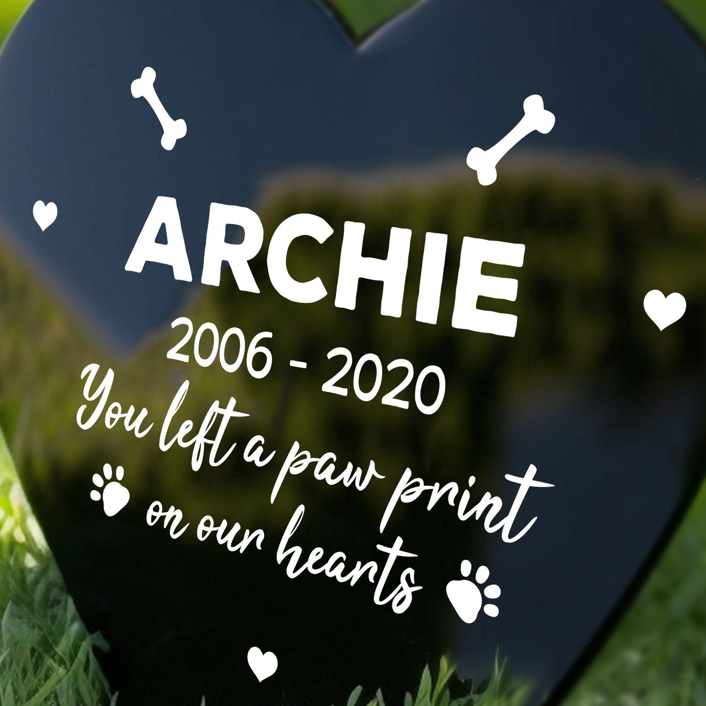 Personalised Dog Memorial Heart Stake Grave Marker Memorial Sign