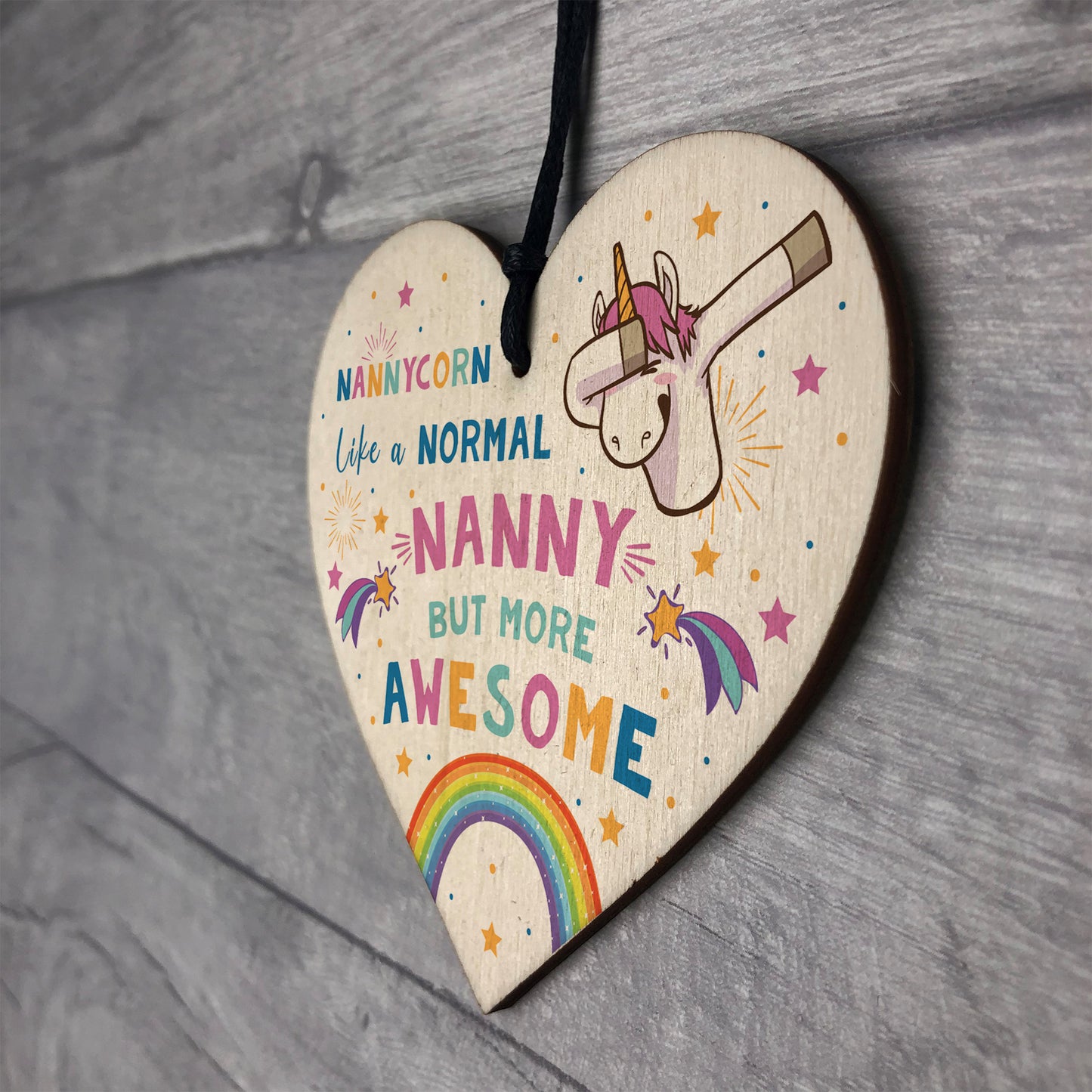 Nannycorn Wood Heart Nanny Unicorn Gift Nanny Birthday Christmas