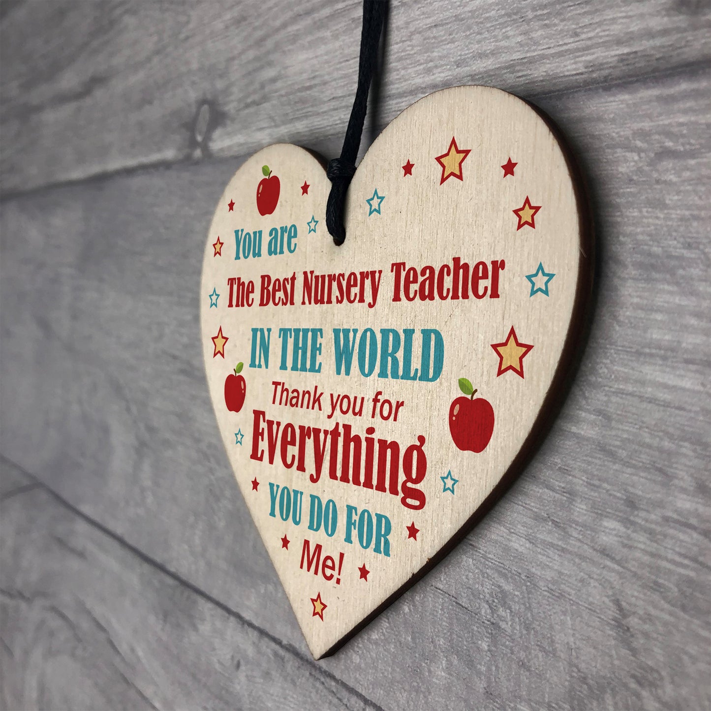 THANK YOU Gift For Nursery Teacher Wood Heart Gift For Him Her